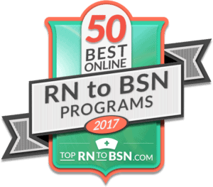 Best RN to BSN programs award logo shield