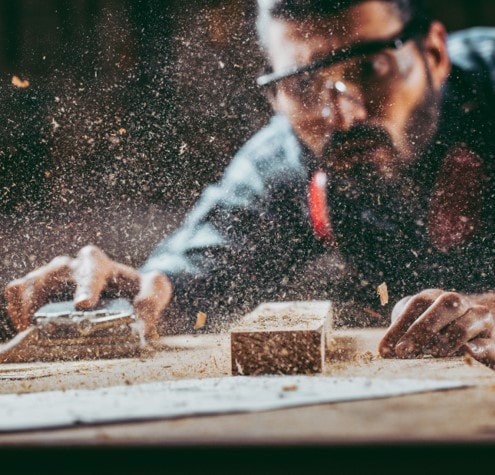 Student learning with wood