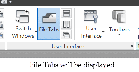 file tabs will be displayed in autocad