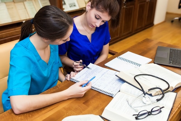 Nursing students at work