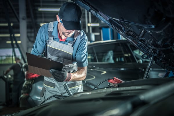 An auto mechanic at work