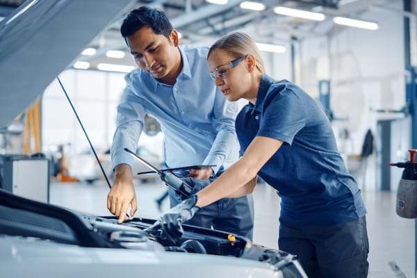 An instructor helping a student